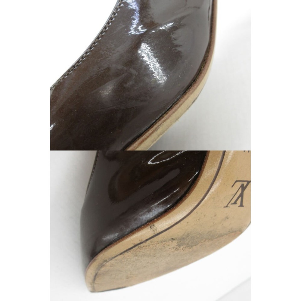 Louis Vuitton Dark Brown Patent Leather Slingback Pointed Toe Heels Pumps BR0064 - Picture 2 of 9